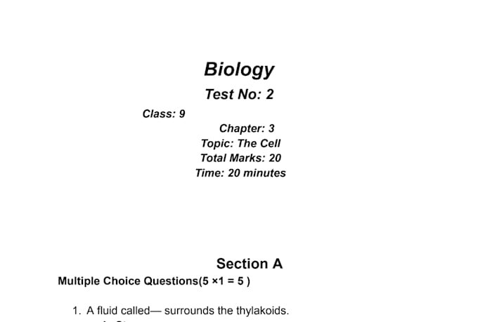 creat custom biology test and worksheets